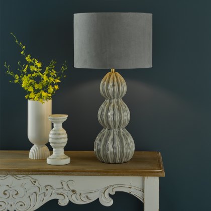 Dar - Lorelai Ceramic Table Lamp Grey With Shade