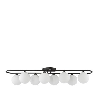 Dar - Luana 8 Light Semi-Flush Matt Black and Opal Glass Dar - Luana 8 Light Semi-Flush Matt Black and Opal Glass