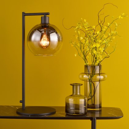 Dar - Lycia Table Lamp Matt Black and Smoked Ombre Glass Dar - Lycia Table Lamp Matt Black and Smoked Ombre Glass