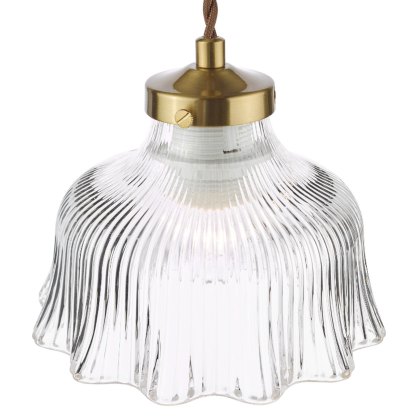 Dar - Maude Pendant Natural Brass and Ribbed Glass