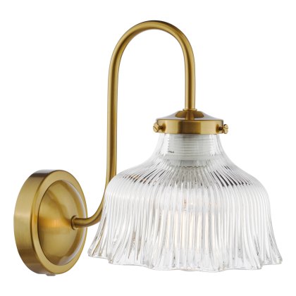 Dar - Maude Wall Light Natural Brass and Ribbed Glass