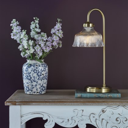 Dar - Maude Table Lamp Natural Brass and Ribbed Glass