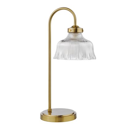 Dar - Maude Table Lamp Natural Brass and Ribbed Glass