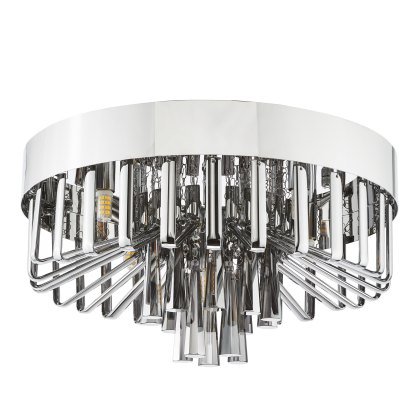 Dar - Olin 5 Light Flush Polished Chrome and Smoked Glass Dar - Olin 5 Light Flush Polished Chrome and Smoked Glass