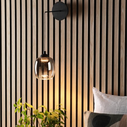 Dar - Ramona Pendant/Wall Light Matt Black Ombre Glass LED