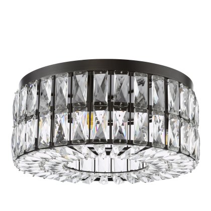 Dar - Relena 4 Light Flush Matt Black and Crystal Dar - Relena 4 Light Flush Matt Black and Crystal