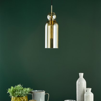 Dar - Tao Pendant Brushed Bronze and Amber Glass
