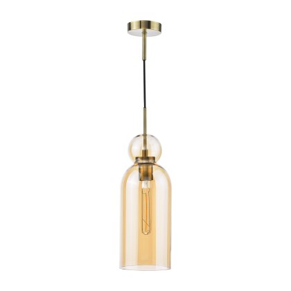 Dar - Tao Pendant Brushed Bronze and Amber Glass