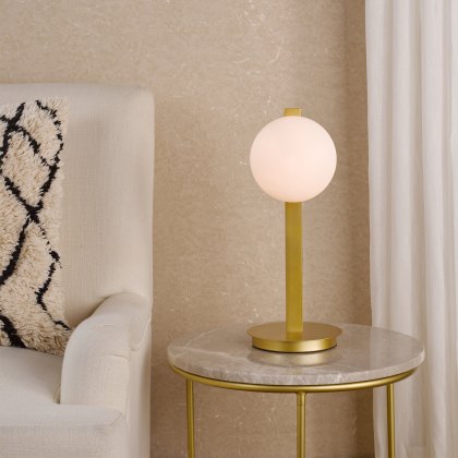 Dar - Tauri Table Lamp Matt Gold and Opal Glass Dar - Tauri Table Lamp Matt Gold and Opal Glass