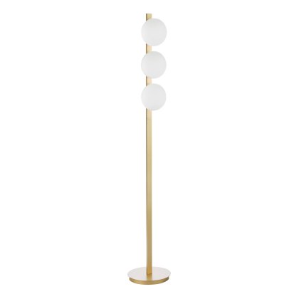 Dar - Tauri 3 Light Floor Lamp Matt Gold and Opal Glass