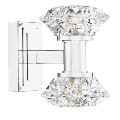 Dar - Tiana 2 Light Wall Light Polished Chrome and Faceted Acrylic