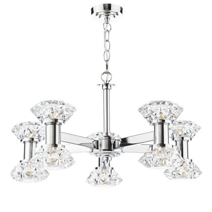 Dar - Tiana 10 Light Armed Pendant Polished Chrome