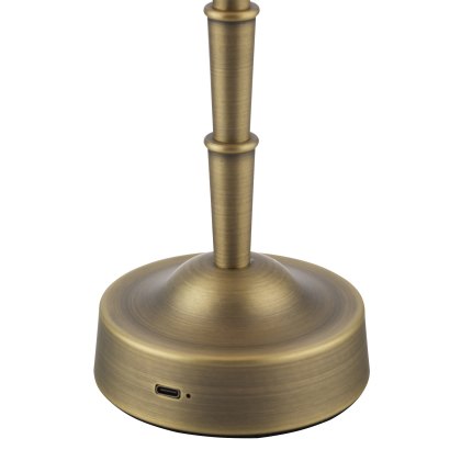 Dar - Wyman Rechargeable Table Lamp Matt Antique Brass Base Only LED