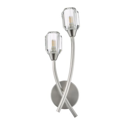 Dar - Zonda 2 Light Wall Light Brushed Nickel and Crystal Dar - Zonda 2 Light Wall Light Brushed Nickel and Crystal