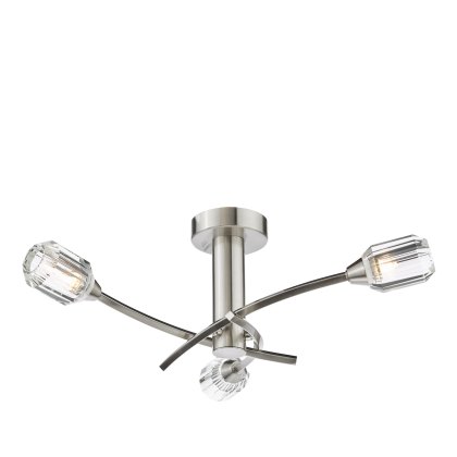 Dar - Zonda 3 Light Semi-Flush Brushed Nickel and Crystal