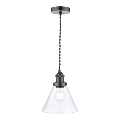 Laura Ashley - Isaac Pendant Industrial Nickel Glass
