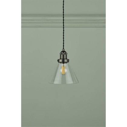 Laura Ashley - Isaac Pendant Industrial Nickel Glass