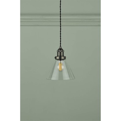 Laura Ashley - Isaac Pendant Industrial Nickel Glass