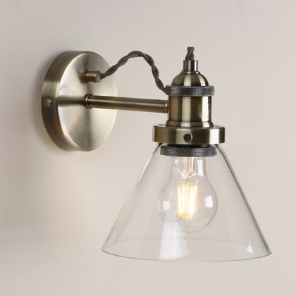 Laura Ashley - Isaac Wall Light Antique Brass Glass