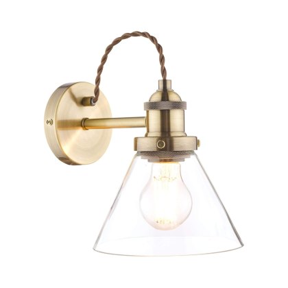 Laura Ashley - Isaac Wall Light Antique Brass Glass