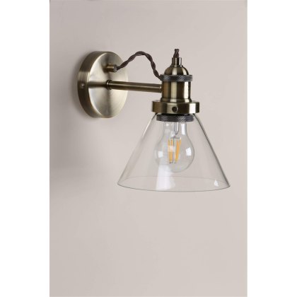 Laura Ashley - Isaac Wall Light Antique Brass Glass