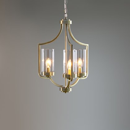 Laura Ashley - Joseph 3lt Chandelier Antique Brass Glass