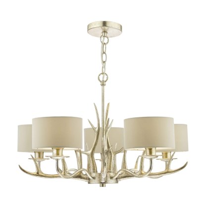 Laura Ashley - Mulroy 5lt Antler Chandelier Champagne With Shades