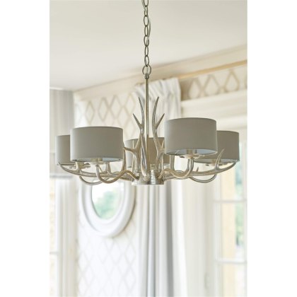 Laura Ashley - Mulroy 5lt Antler Chandelier Champagne With Shades