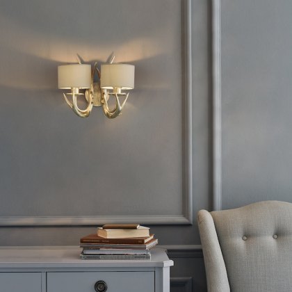Laura Ashley - Mulroy Antler 2lt Wall Light Champagne With Shades