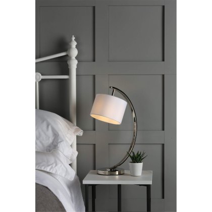 Laura Ashley - Noah Table Lamp Brushed Chrome with White Shade