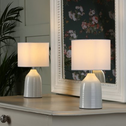 Laura Ashley - Penny Twin Pack Table Lamp Cream With Shade