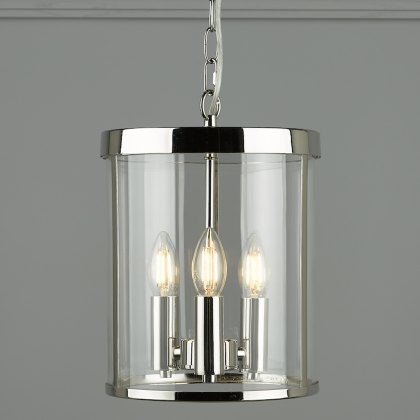 Laura Ashley - Selbourne 3lt Lantern Polished Nickel Glass
