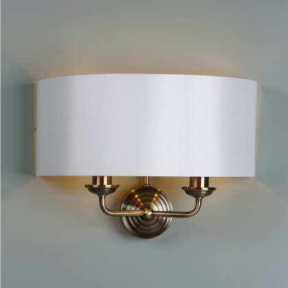 Laura Ashley - Sorrento 2lt Wall Light Antique Brass With Ivory Shade