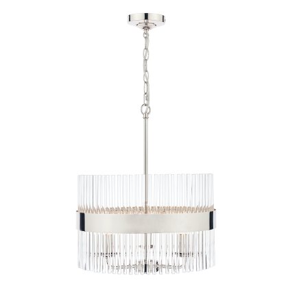 Laura Ashley - Alexa 3lt Pendant Polished Nickel Glass Rods