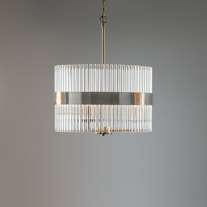 Laura Ashley - Alexa 3lt Pendant Polished Nickel Glass Rods