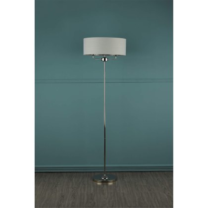 Laura Ashley - Sorrento 3lt floor Lamp Polished Nickel With Silver Shade