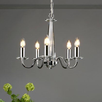 Laura Ashley - Blake 5 Light Chandelier Cut Glass Polished Chrome