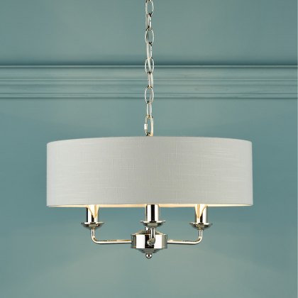 Laura Ashley - Sorrento 3lt Pendant Polished Nickel With Silver Shade