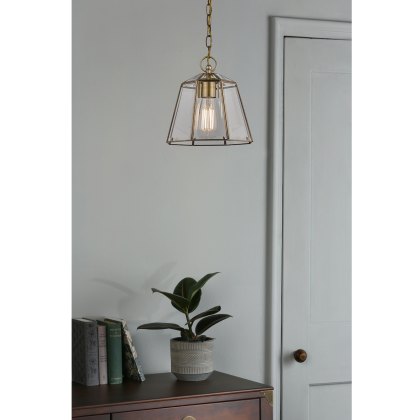Laura Ashley - Clayton Pendant Antique Brass Glass