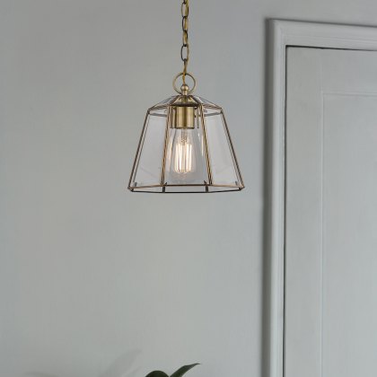 Laura Ashley - Clayton Pendant Antique Brass Glass