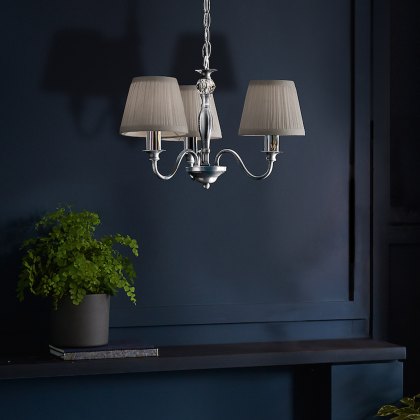 Laura Ashley - Ellis 3 Light Pendant Polished Chrome With Shades