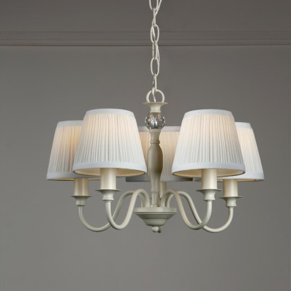 Laura Ashley - Ellis 5 Light Pendant Ivory With Shades