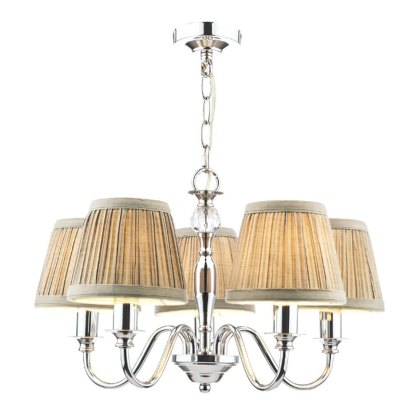 Laura Ashley - Ellis 5 Light Pendant Polished Chrome With Shades
