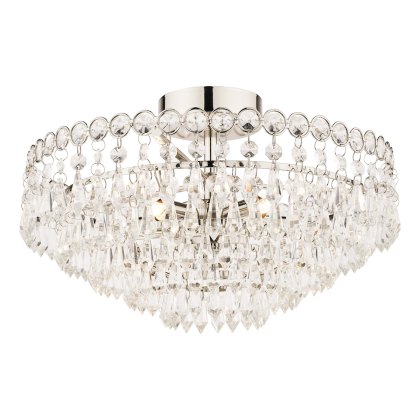 Laura Ashley - Enid 5lt Semi Flush Polished Nickel Crystal