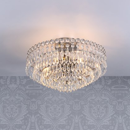 Laura Ashley - Enid 5lt Semi Flush Polished Nickel Crystal