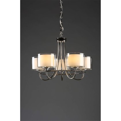 Laura Ashley - Southwell 5lt Chandelier Polished Nickel Glass Shades