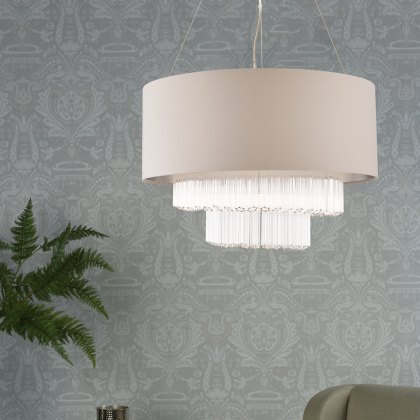 Laura Ashley - Genevieve 5 Light Pendant Grey Shade Glass