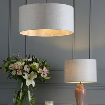 Laura Ashley - Hazelton Drum Shade Silver/Pink (12 inch)