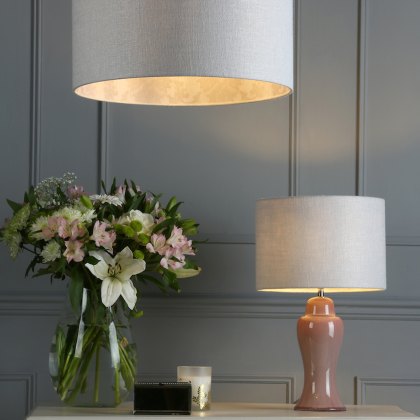 Laura Ashley - Hazelton Drum Shade Silver/Pink (18 inch)