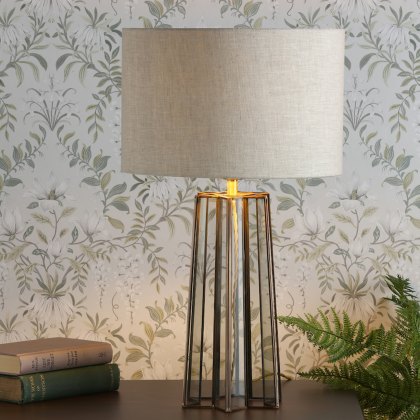 Laura Ashley - Star Table Lamp Antique Brass Glass With Shade